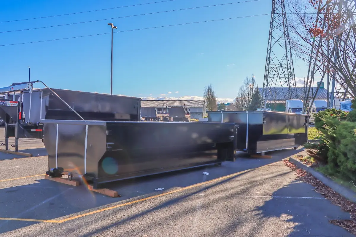 Roll-off dumpster ready for waste disposal at job site for Residential Dumpster Rental in Ontario